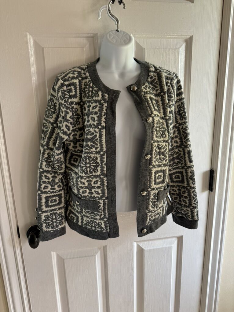 Vintage Cardigan Gray And White S/M