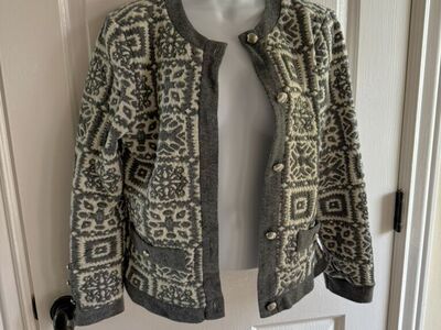 Vintage Cardigan Gray And White S/M