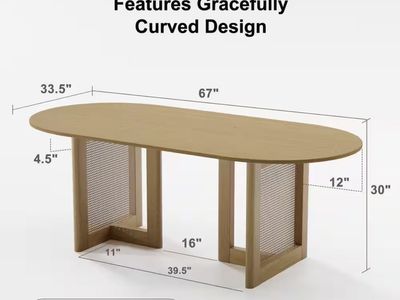 Curved Design Dining Table - Oak Finish