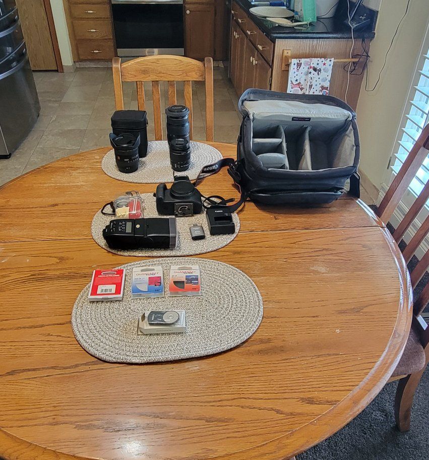 Canon & Sigma Camera Accessory Bundle - 3 Lenses (10-20mm, 18-55mm, 75-300mm), Speedlite Flash, Filters & Charger