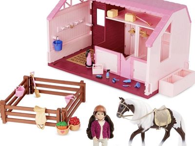 Equestrian Play Set - Stable, Horse, Doll - Lights and Water - New in Box