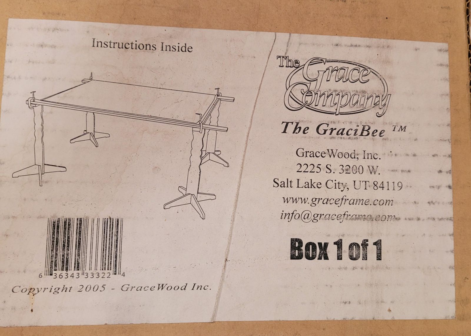 GracieBee Quilting Frame by The Grace Company – New/Open Box – Missing Feet & C-clamps