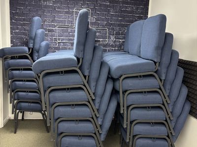78 Commercial Blue Stacking Chairs / Church Chairs - Great Condition!