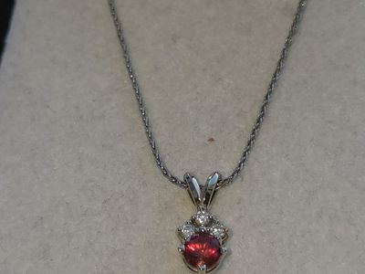 Possible Red Beryl and diamond pendant