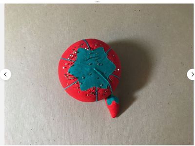 Tomato Pin Cushion & Dritz 400 ct. Satin Pins Size 17-1 1/16” Nickel Plated Steel