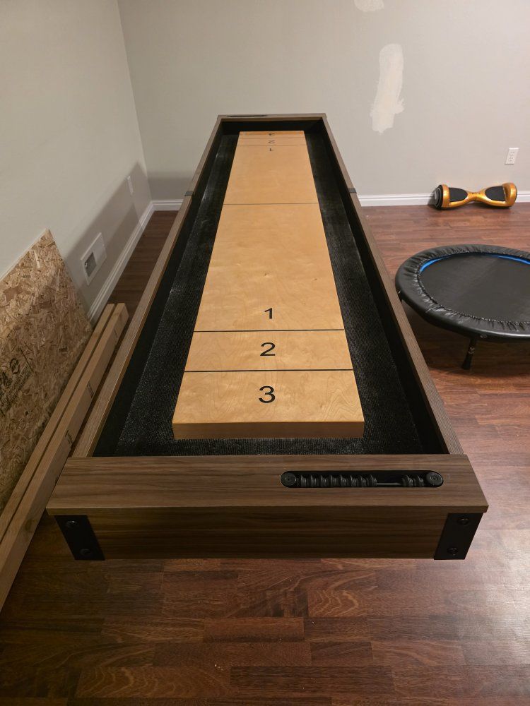 Wooden Shuffleboard Table with Built-In Abacus Scoring System