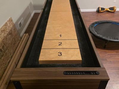 Wooden Shuffleboard Table with Built-In Abacus Scoring System