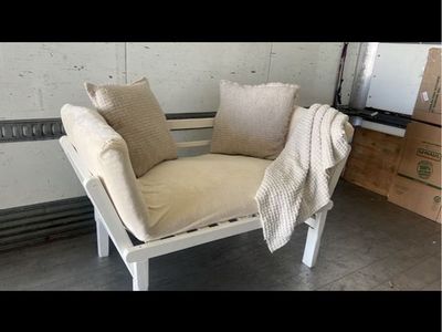 Versatile Cream Daybed/Bench - Converts to Chaise Lounge cushion has some spots on it but it has a new cover