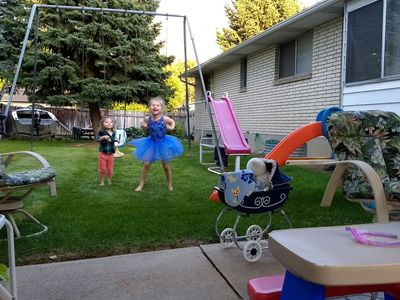 Not a toy. Industrial, old school school, playground style swing set with 3 swings & infant chair
