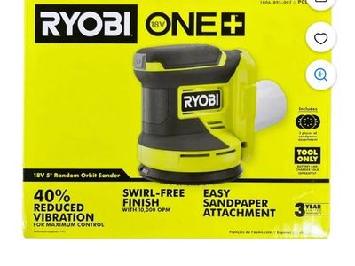New. RYOBI ONE+ PCL406B 18V Cordless 5 in. Random Orbit Sander - Swirl-Free Finish, Reduced Vibration not charged not battery,.