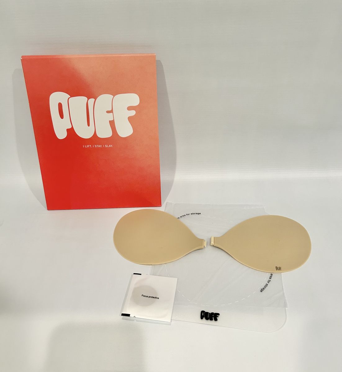 New Puff Body Sticky Bra Strapless Push Up Adhesive A Cup Beige
