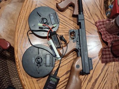 Thompson M1928 "Chicago Typewriter" AEG Airsoft Rifle w/ MOSFET - Imitation Wood