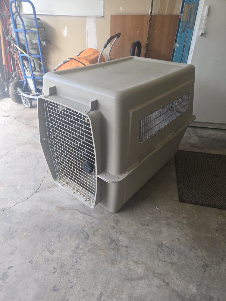 Extra Large Pet Kennel/Crate - Tan, Heavy-Duty Plastic, 36"x48"x30"