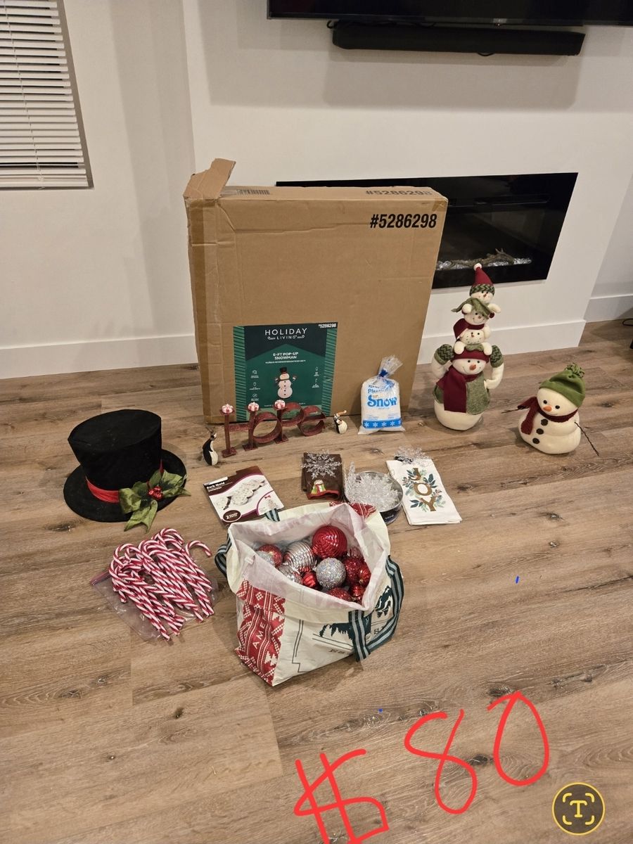 Holiday Living 5ft Pop-Up Snowman Christmas Decoration Set with Ornaments and Decor