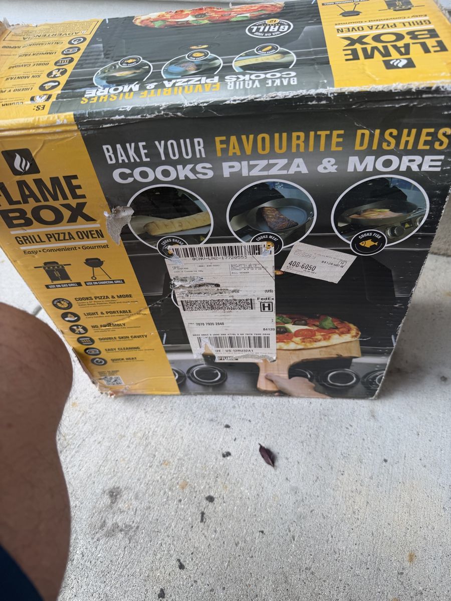 Flame Box Grill Pizza Oven - Bake Pizza & More, Portable, New in Damaged Box
