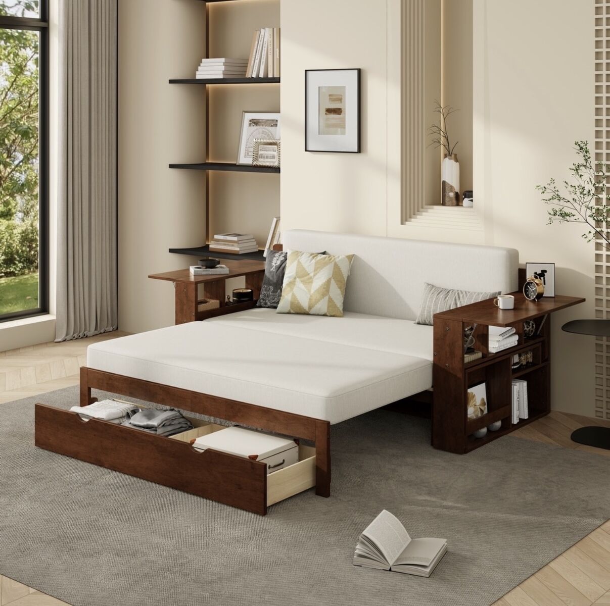 Espresso Full Size Daybed with Removable Desk