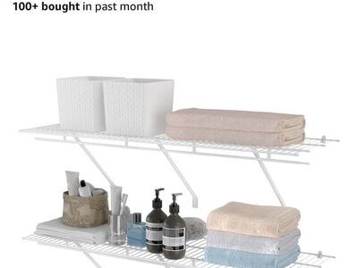 HAUSHOF Closet Shelves 4ft x 16White Wire 2 Pack