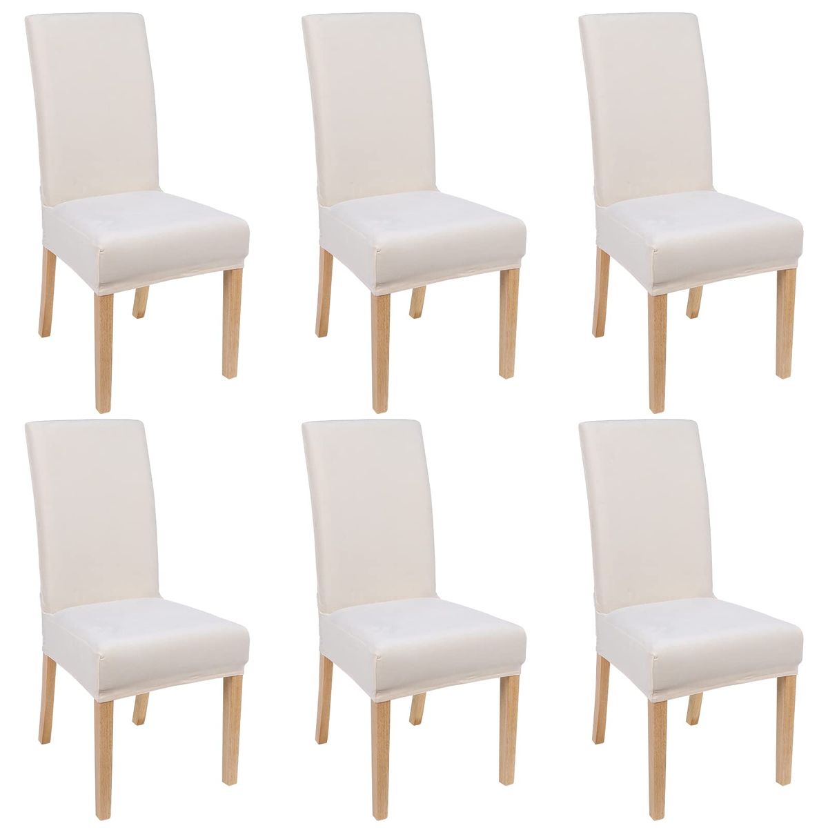New Velvet Stretch Dining Room Chair Covers Set of 6, Soft Removable Washable Chair Slipcovers