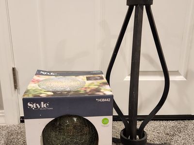 Yard Decor - lighted globe & stand