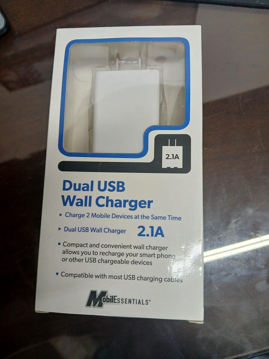 MobilESSENTIALS Dual USB Wall Charger 2.1A - Charge 2 Devices Simultaneously, White