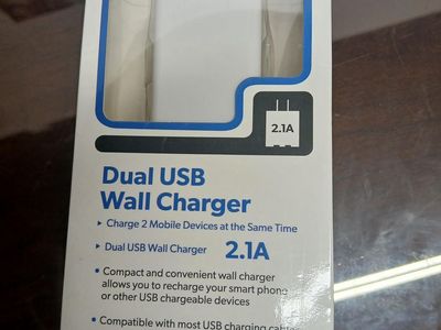 MobilESSENTIALS Dual USB Wall Charger 2.1A - Charge 2 Devices Simultaneously, White