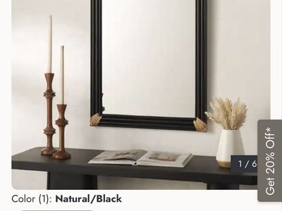 SAFAVIEH Home Bindie 24 x 36-inch Vertical Rectangle Black/Natural Mirror - 24" W x 1.4" D x 35.9" H