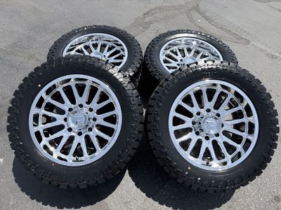 New Chrome 8x180 Fittipaldi FA18 33x12.50r20 Ameritred RT Load F Chevy Silverado 2500 3500 GMC Sierra wheels and tires 8 lug