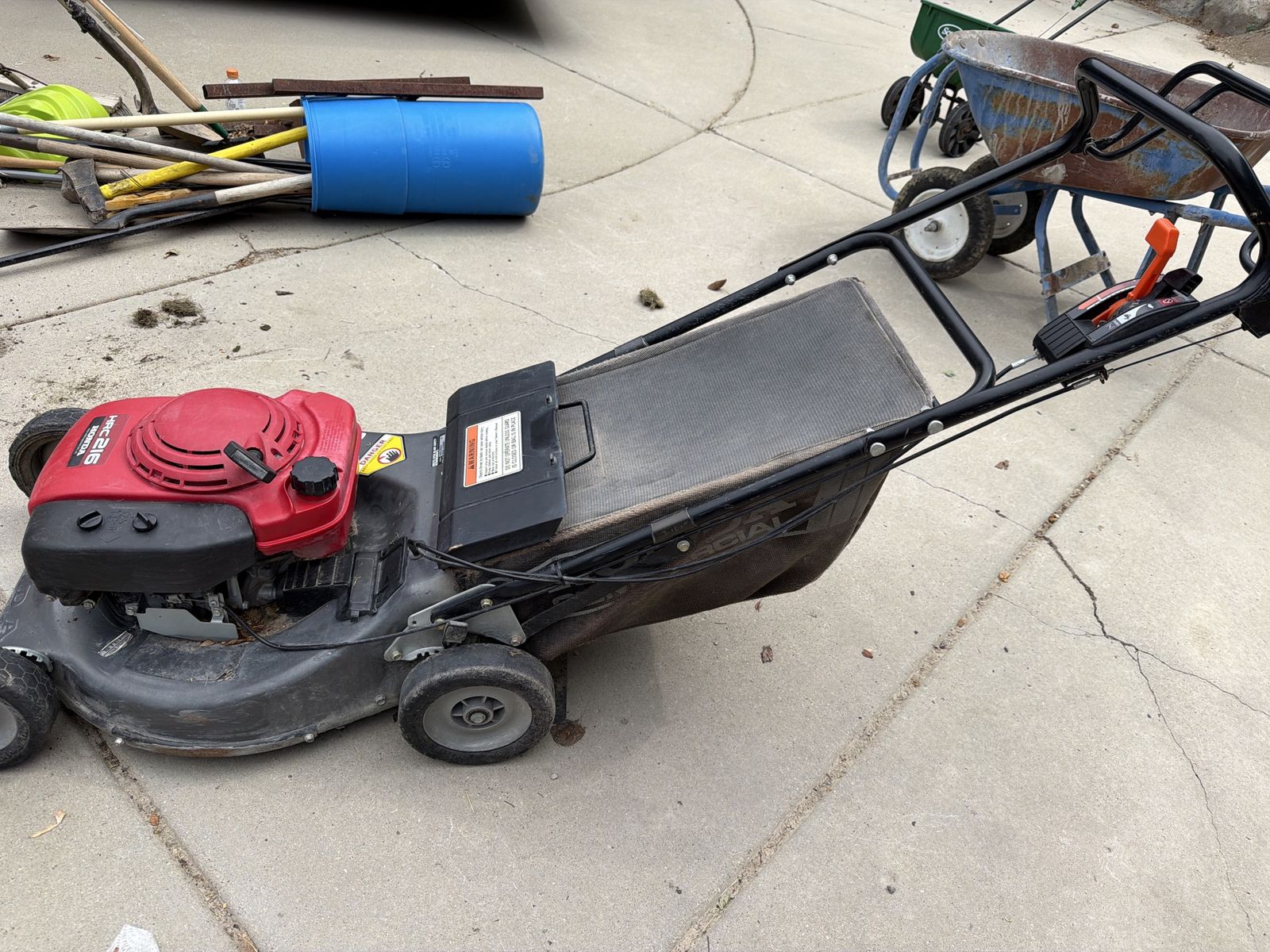 Used Honda HRC216 Commercial Self-Propelled Gas Lawn Mower with Bag