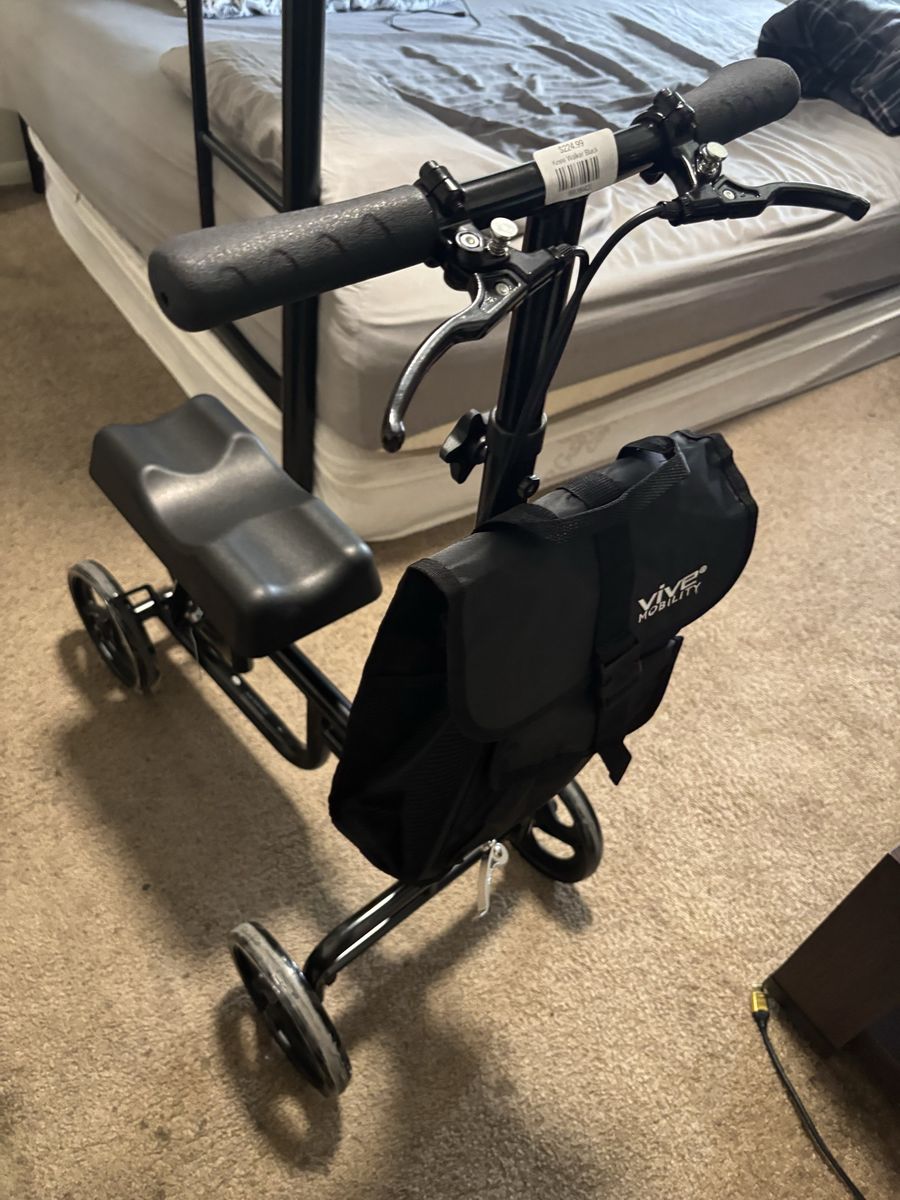 Vive Mobility Knee Walker Scooter with Basket - Black, Adjustable Height