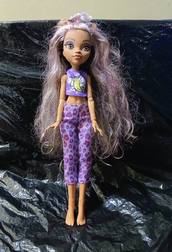 Monster High (G3) Core Clawdeen Wolf - -Doll - redressed in the (G3) Creepover party Outfit .