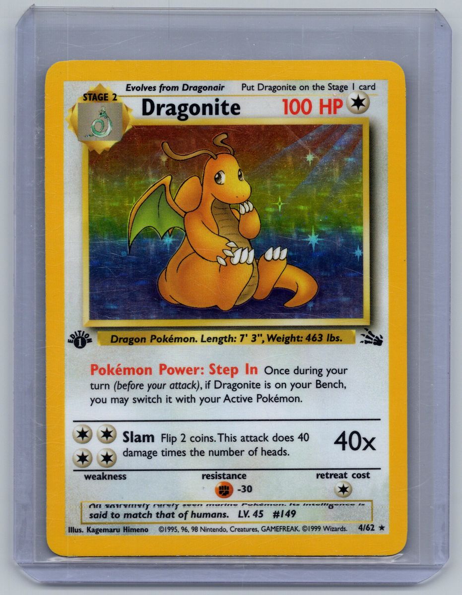 (NM) Dragonite 4/62 1st Edition Holo - Pokemon Fossil
