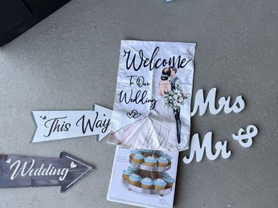 Wedding, Mr. and Mrs. Decor and flag