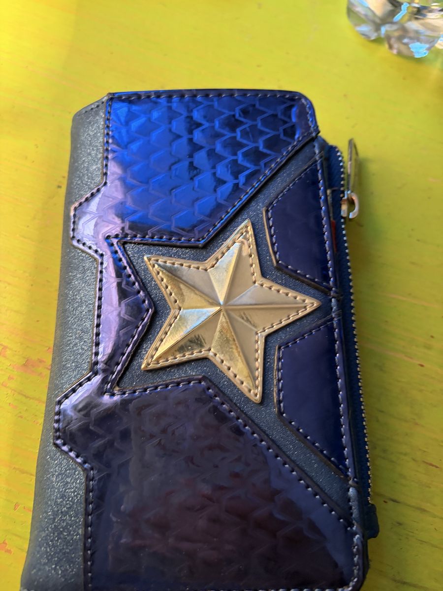 Loungefly Marvel Studios The Infinity Saga Captain America Star Wallet Blue Patent