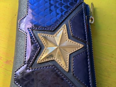 Loungefly Marvel Studios The Infinity Saga Captain America Star Wallet Blue Patent