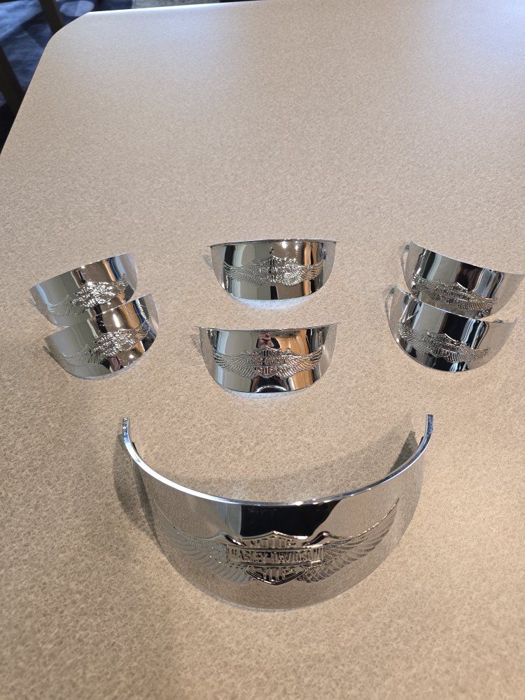 OEM Harley-Davidson Chrome Visor Style Headlight & Passing Lamp Trim Rings