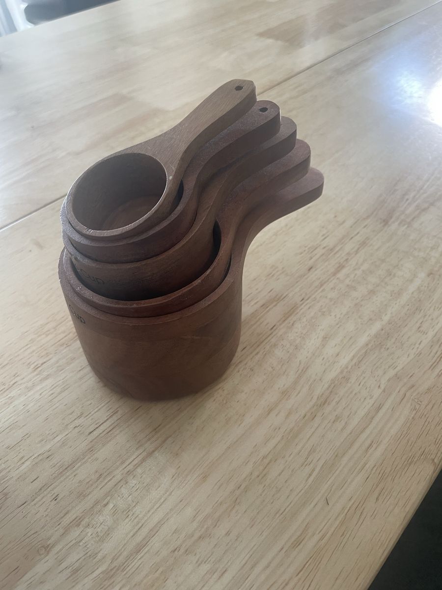 Wooden Nesting Measuring Cups Set - 5 Piece Kitchen Scoop Set