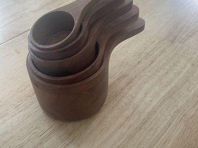 Wooden Nesting Measuring Cups Set - 5 Piece Kitchen Scoop Set
