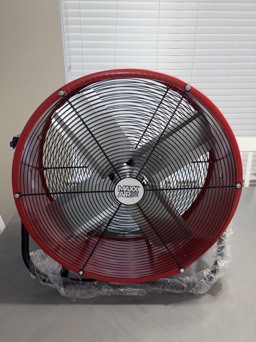 MAXX AIR High Velocity Air Circulator Floor Fan - 24 Inch, Red, Industrial Grade