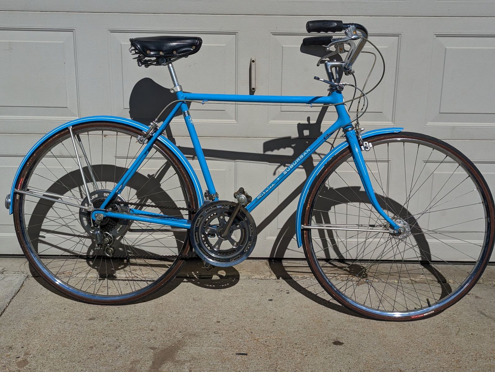 Vintage 1970s Schwinn Suburban 10-Speed Bicycle Blue Original Components Classic