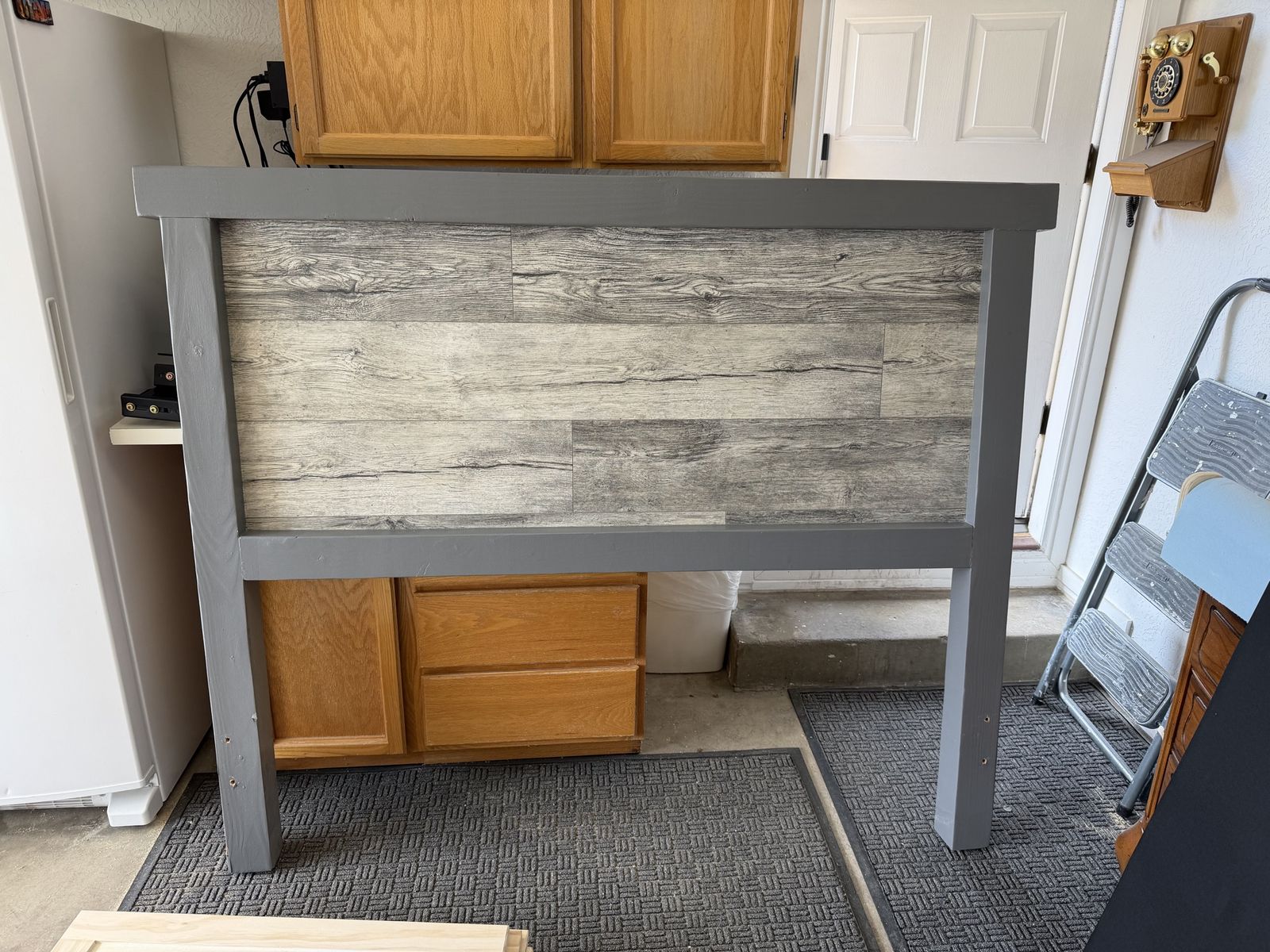 Custom Made Queen Headboard - Gray Wood Accent