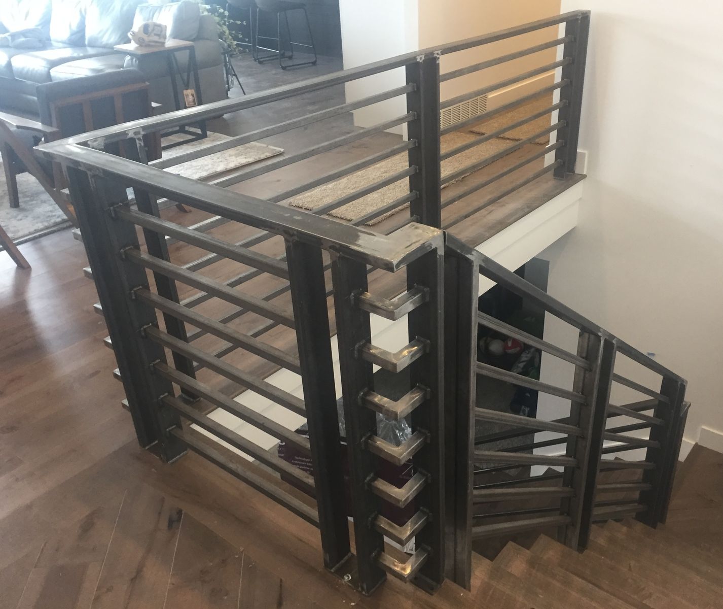 Custom fabrication, custom metal railing and hanging cauldron firepits.