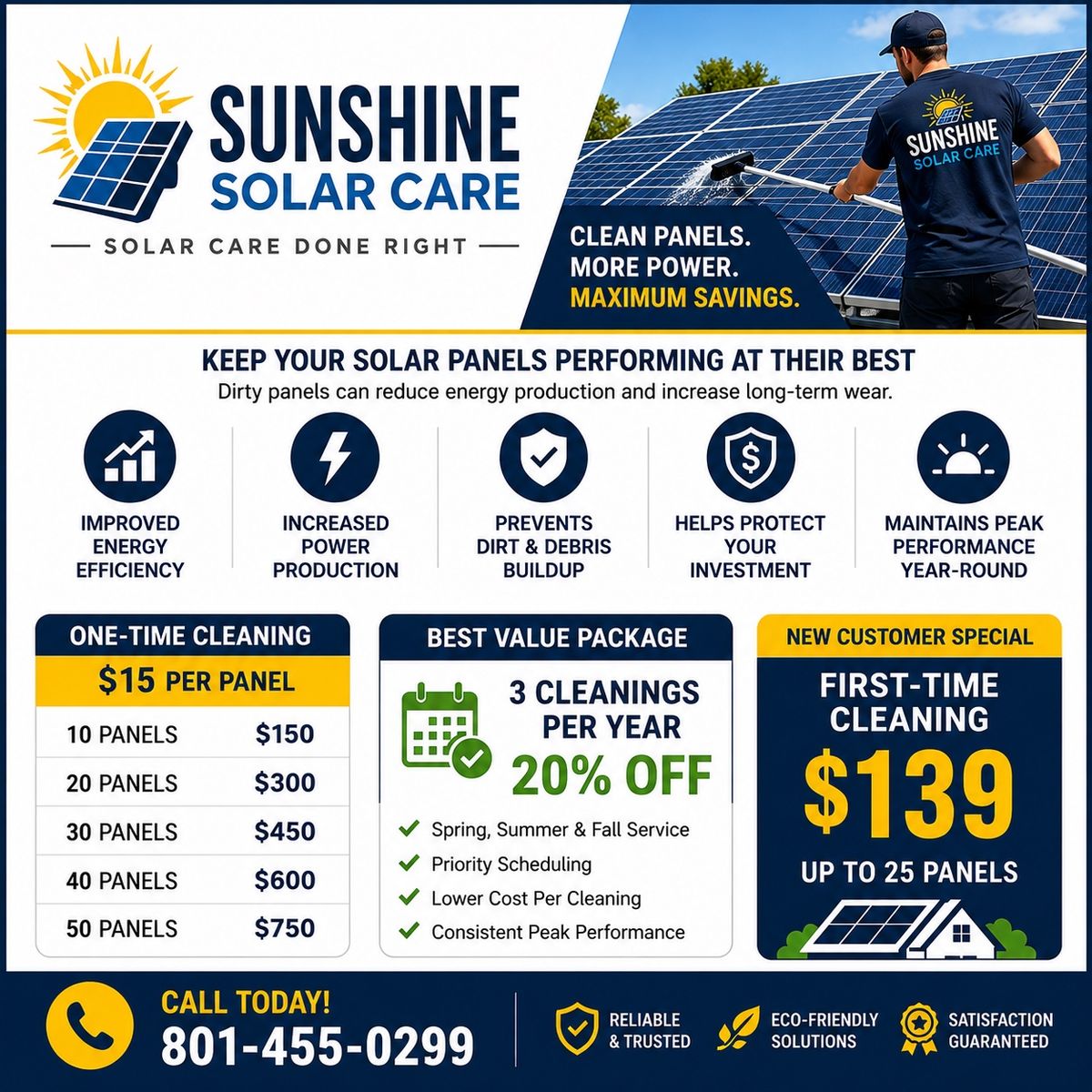 Solar panel cleaning