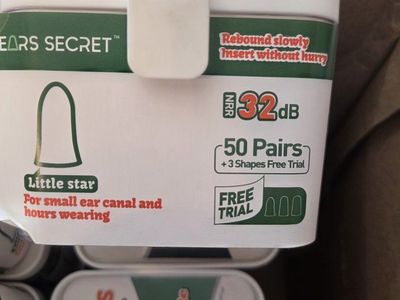 EARS SECRET Earplugs - 50 Pairs, 32dB NRR, Foam, Small Ear Canal Fit, Shape: Little Star