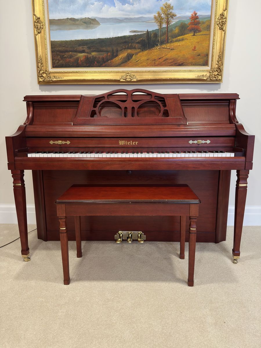 Wieler Upright Piano & Bench - Beautiful Cherry Finish
