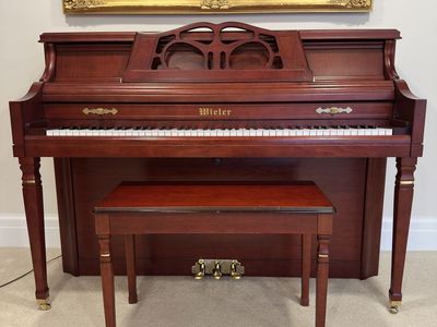 Wieler Upright Piano & Bench - Beautiful Cherry Finish