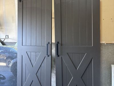 Custom Solid Wood Double Barn Doors - 93" H x 33" W - Heavy Duty with Hardware