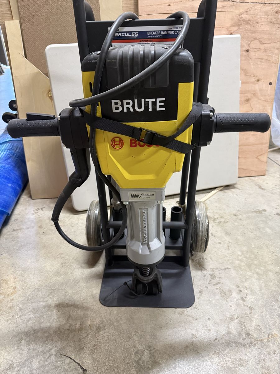 New Bosch Brute 1 1/8” breaker hammer with cart