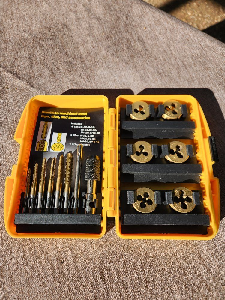 Precision Machined Steel Tap and Die Set with T-Type Handle