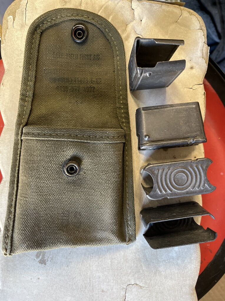 M1 Garand Clips, Pouch And Ammo.