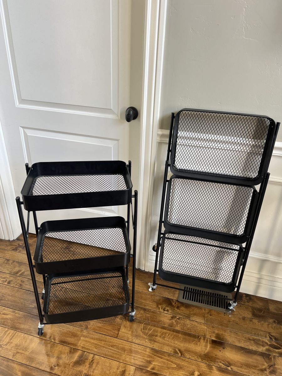 2 Foldable Shelves / Storage Bins w/Wheels